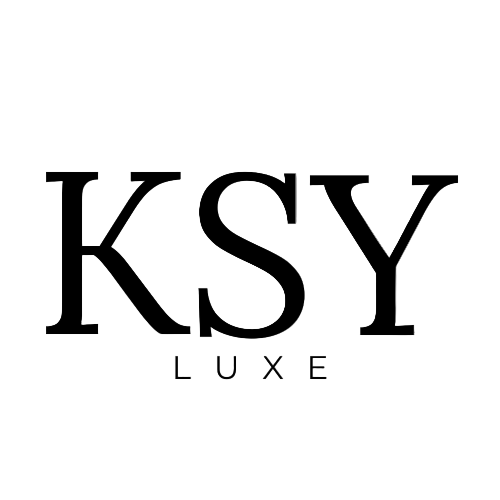 Black 'KSY LUXE' logo on a white background